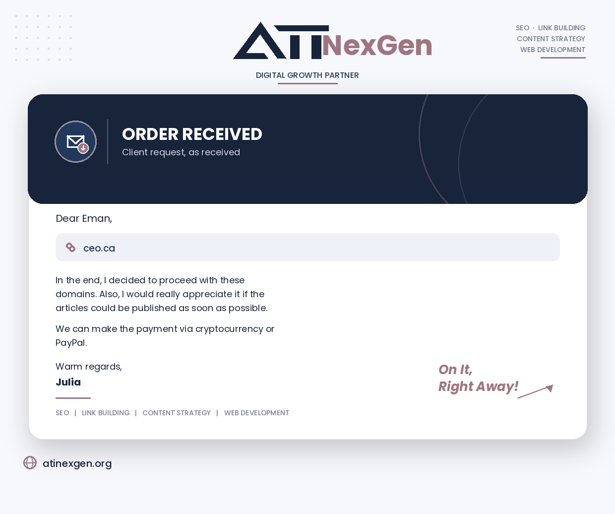 Order proof, ceo.ca